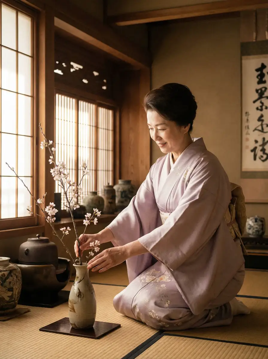 一位优雅的 [觅圈] - 觅圈视频高清播放 | 精品觅圈大全 在和室中插花